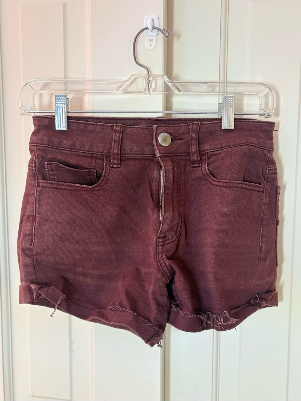 American Eagle Outfitters Maroon High-Rise Denim Shorts